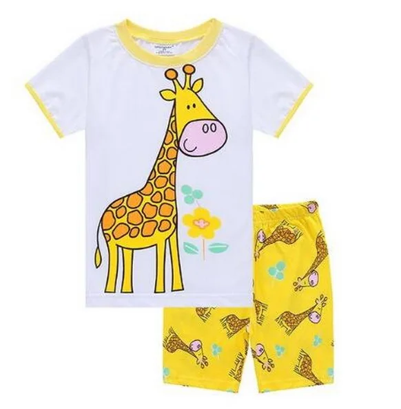 Летние Детские пижамные комплекты Пижама для девочек и мальчиков Пижама с короткими рукавами хлопковый костюм Детская Ночная рубашка пижамы Z89