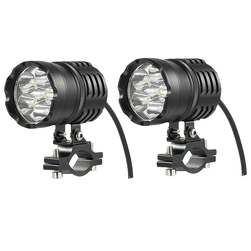 

2Pcs Motorcycle LED Headlight Waterproof Driving Spot Head Lamp Fog Light Motor Accessories 6000K white 12V