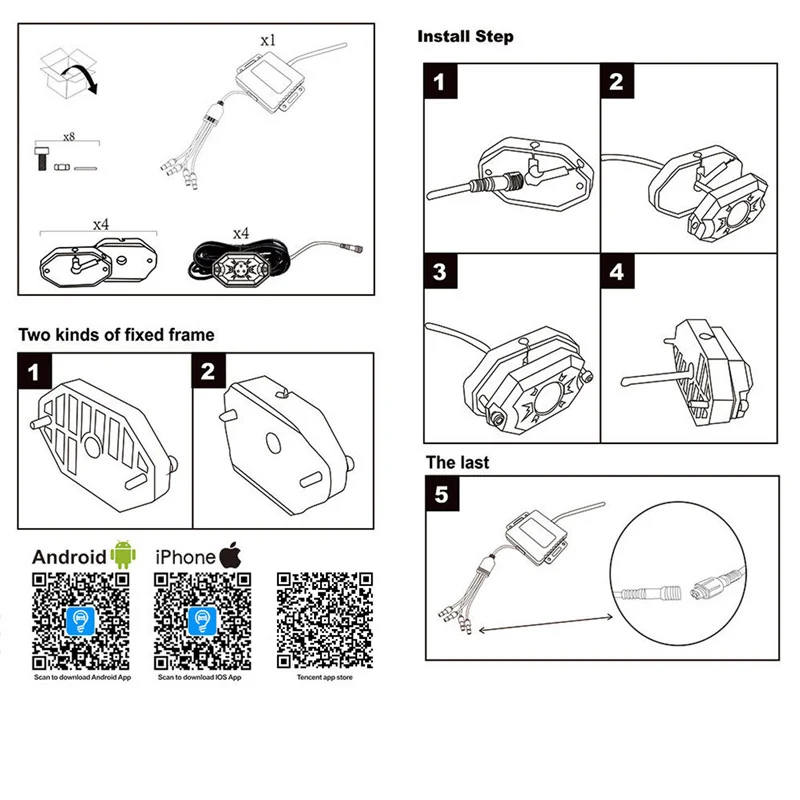 6Pods RGB LED Rolling Rock Light Kit 9W IP68 Bluetooth Music Mode Flashing Multicolor Control For Jeep Wrangler Boat Waterproof
