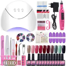 COSCELIA 10 шт. набор гель-лаков для ногтей с инструментами 36 Вт лампа маникюрный набор для гель-лака кисточки для маникюра Нейл-арт набор для ногтей