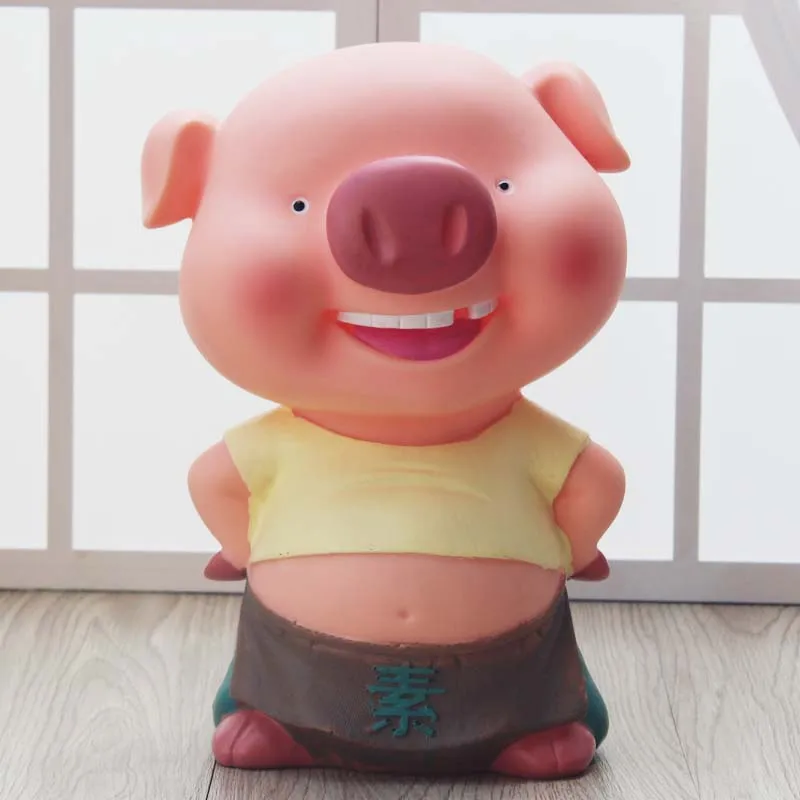  Very cute cartoon pig Money Boxes Funny pink pig With smiley face piggy bank Desktop furnishings