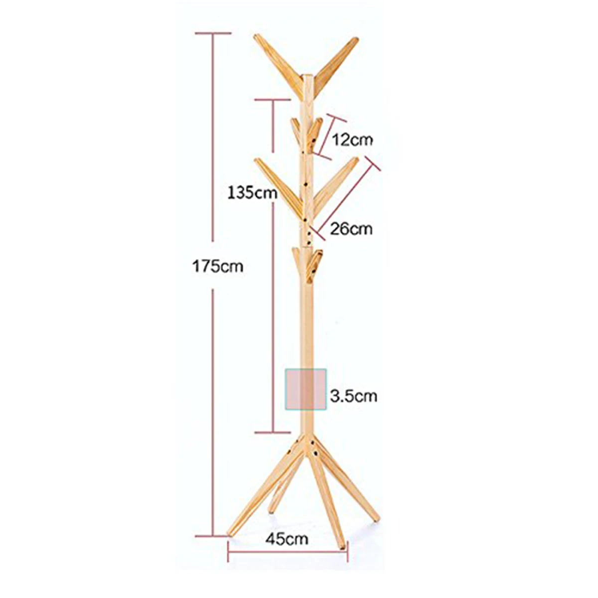 Solid Wood Hanger Floor Standing Coat Rack Creative Home Furniture Clothes hat Bag Hanging Storage Rack Bedroom Drying Rack 175