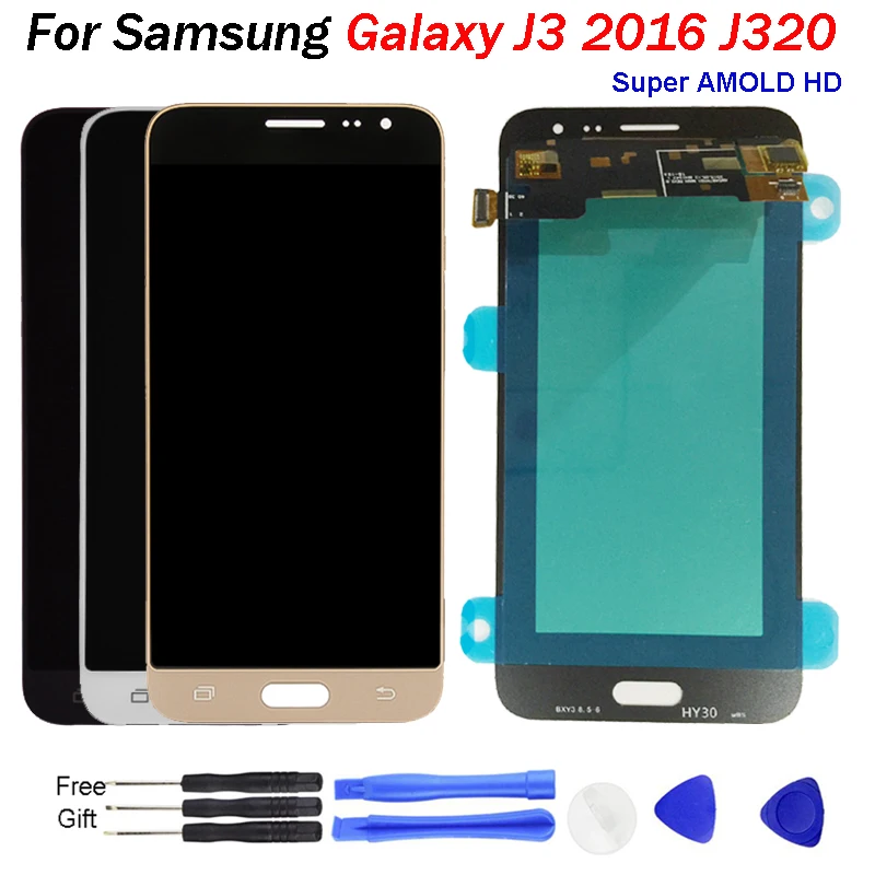 J320f Amoled ЖК-дисплей для SAMSUNG GALAXY J3 2016 lcd J320F J320FN J320M дисплей дигитайзер сенсорный
