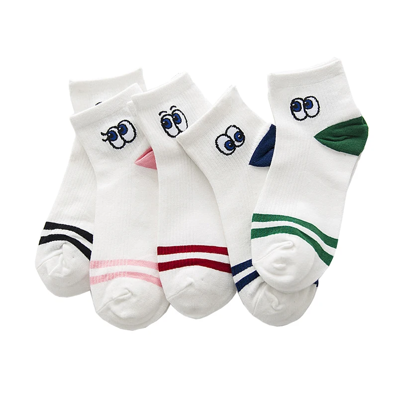 5Pair Simple Design Cotton White Socks New Arrived College Style Short
