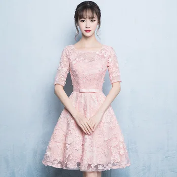 

Pink Embroidery Oriental Style Dresses Chinese Bride Vintage Traditional Wedding Cheongsam Dress Short Qipao Plus Size 3XL