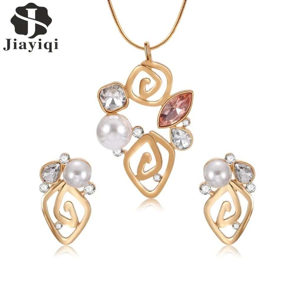 Jiayiqi Hot Sale Korean Style Women Wedding Bridal Gold Color Necklace