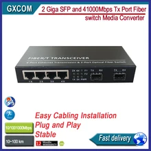 2 Гига SFP и 4 1000 Мбит/с Tx порт волоконный коммутатор медиаконвертер