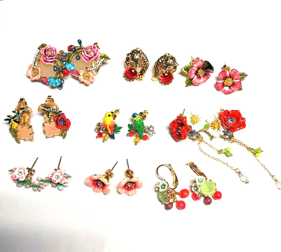 

CSxjd Enamel cute Fawn necklace and flower earrings