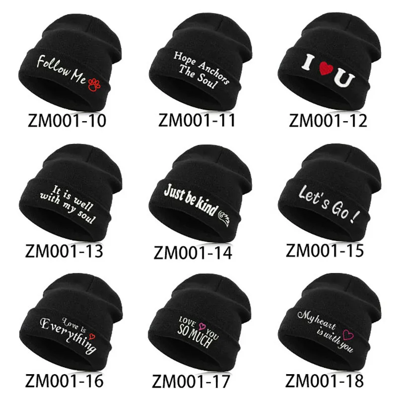 Шапка бини Skullie вязаная шапка носок зимне осенняя вышивка цитата слоган лозунг