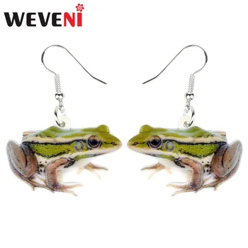 

WEVENI Acrylic Fashion Green Frog Earrings Drop Dangle New Long Animal Jewelry For Women Girls Female Gift Dropship Dropshipping