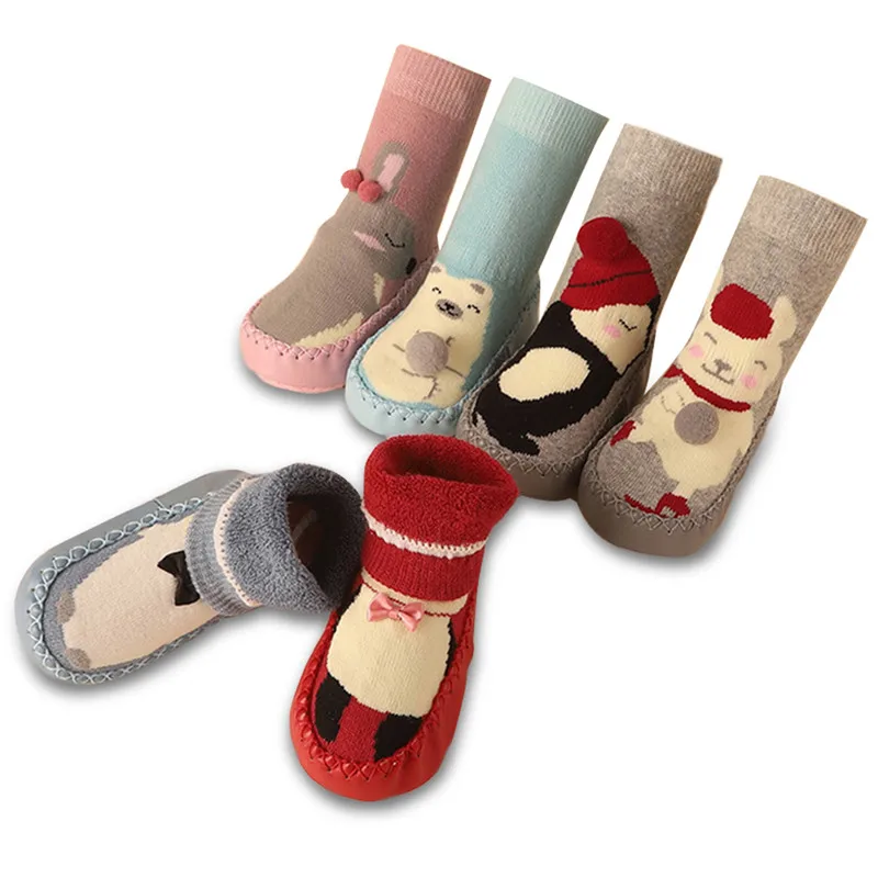 Теплые детские носки на осень и зиму нескользящие носки для малышей 0-3 лет носки для малышей носки-тапочки для малышей