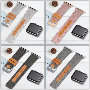 

Bracelet band for apple watch series 4 3 2 1 Replacement strap belt for iwatch canvas with classic buckle dark denim blue jean