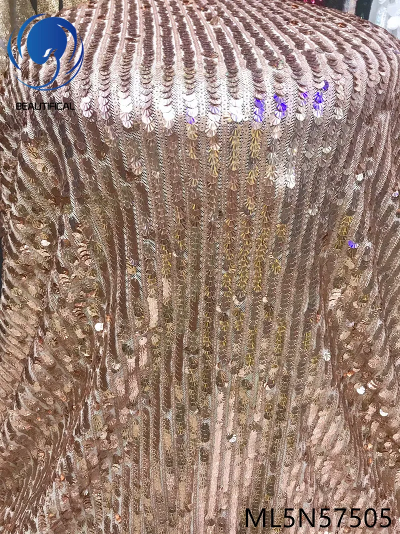 

Beautifical african lace fabrics Hot sale 3 centimeter french net lace shell cut sequins fabric for women 5yards/lot ML5N575