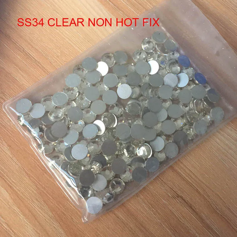 

SS34 288PCS/BAG Clear Crystal NON HotFix FlatBack Rhinestones NON Hot Fix Glued garment shoes crystal stone