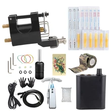 Complete Tattoo Kit 1 Black Tattoo Machines Gun Power Supply Grips Body Art Tools Set Tattoo Permanent Makeup Tattoo set