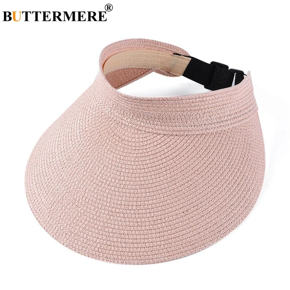 

BUTTERMERE Visor Hat Women Spring Summer Sun Hat Female Uv Protection Female Pink Cap Adjustable Ladies Straw Running Visor Hats