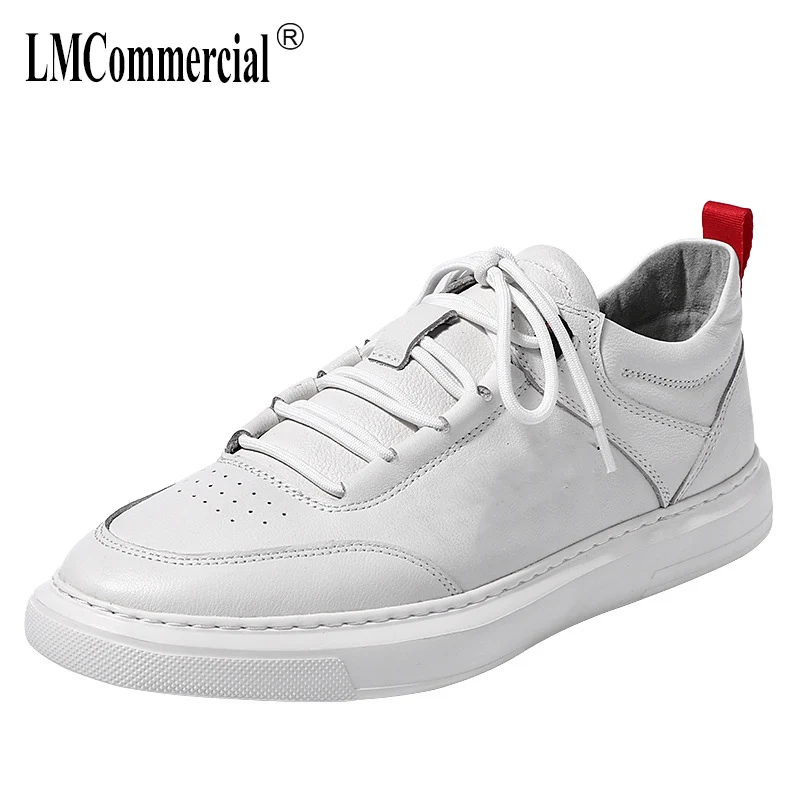 

cowhide White Shoes Mens Low top Flat Bottom men casual natural leather loafers Genuine Leather breathable sneaker fashion
