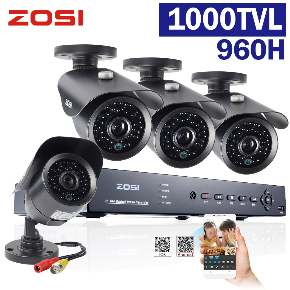  ZOSI 8CH 960H CCTV System Waterproof Video Recorder 1000TVL Home Security Camera Surveillance Kits 