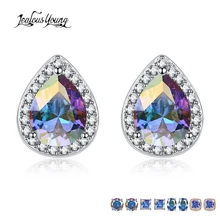Модные многоцветные серьги-гвоздики с кубическим цирконием в виде капли воды, шикарные серьги со стразами для девочек, вечерние, Подарочные ювелирные изделия brincos