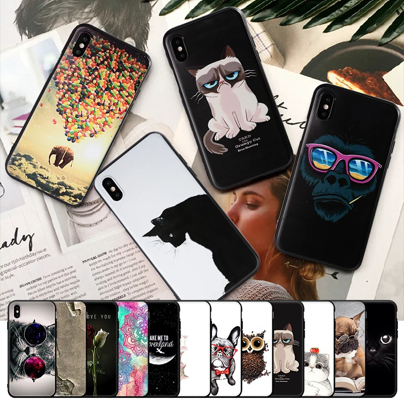 الرجعية الحيوان الأزهار خزائن هاتف آيفون XS ماكس XR 7 8 6 6 S زائد X 5 5 S SE بارد القطط نمط كابا ل فون Xr 7 8 6 6 s غطاء كوكه
