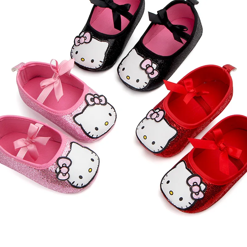 

Newborn Toddler Mary Jane Kids Girls Cute Hello Kitty Cat Prewalker Infant Bow-Knot Dance Party Footwear Children Princess Shoes