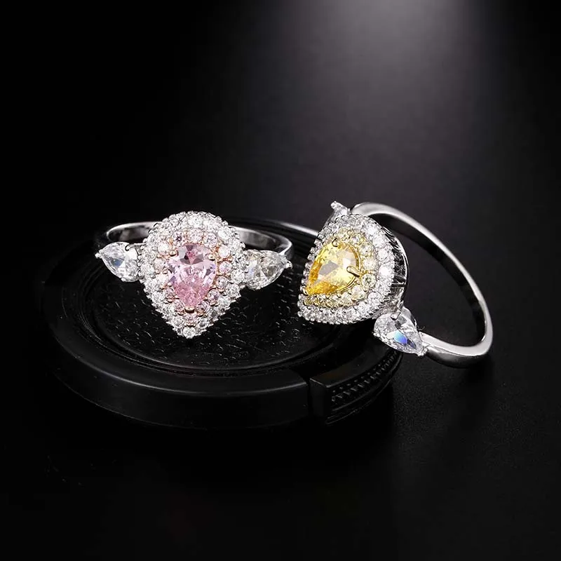 Богемные Bague Femme Кольца Крылья Ангела для женщин сердце Anillos Mujer розовый желтый кубический циркон обручальные кольца украшения для девочек подарок