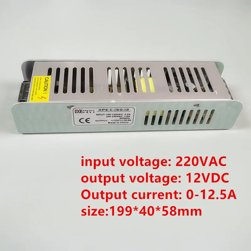 

1PCS DC12v 12.5A 150W 12v led strip LED module light string enough power supply 12v long strip switching power supply 12V 12.5A