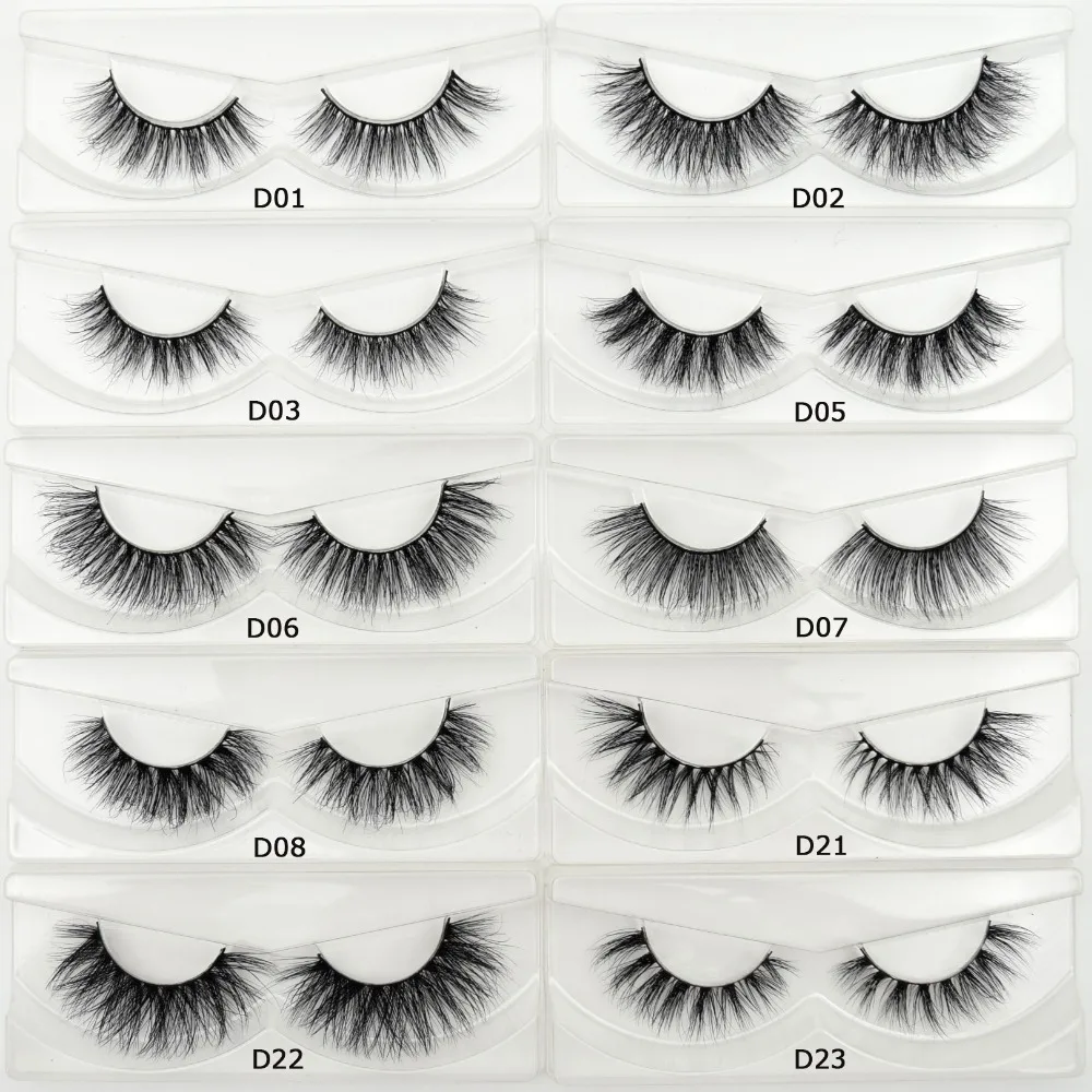 

Eyelashes 3D Real Lashes Mink HandMade Thick Natural False Eye Lashes Makeup Glitter Packing D-Series 11 Styles