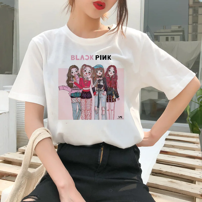 

Blackpink T Shirt T-shirt Harajuku Kill This Love LISA JISOO JENNIE 90s ROSE Cartoon Tshirt Women Top Tee Fashion Female Ullzang