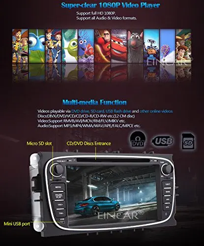 Excellent Android 5.1 Car DVD Player Double Din Headunit GPS Car Stereo Navigation Bluetooth AutoRadio Audio For FORD/Focus/MondeoWiFi 5