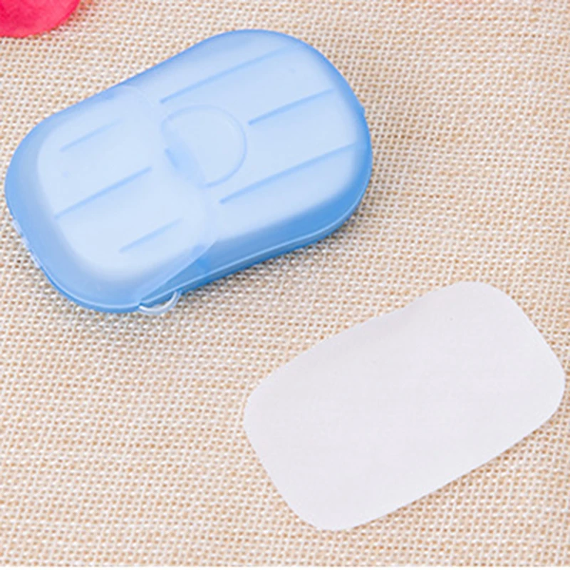 20PCS Disposable Boxed Soap Paper Portable Hand Washing Scented Slice Sheets Mini Soap Paper for Convenient Travel Use TSLM1