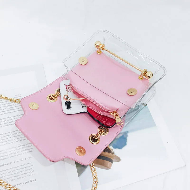 Fashion Women Brand Design Small Square Shoulder Bag Clear Transparent PU Composite Messenger Bags New Female Handbags Fashion Women Brand Design Small Square Shoulder Bag Clear Transparent PU Composite Messenger Bags New Female Handbags