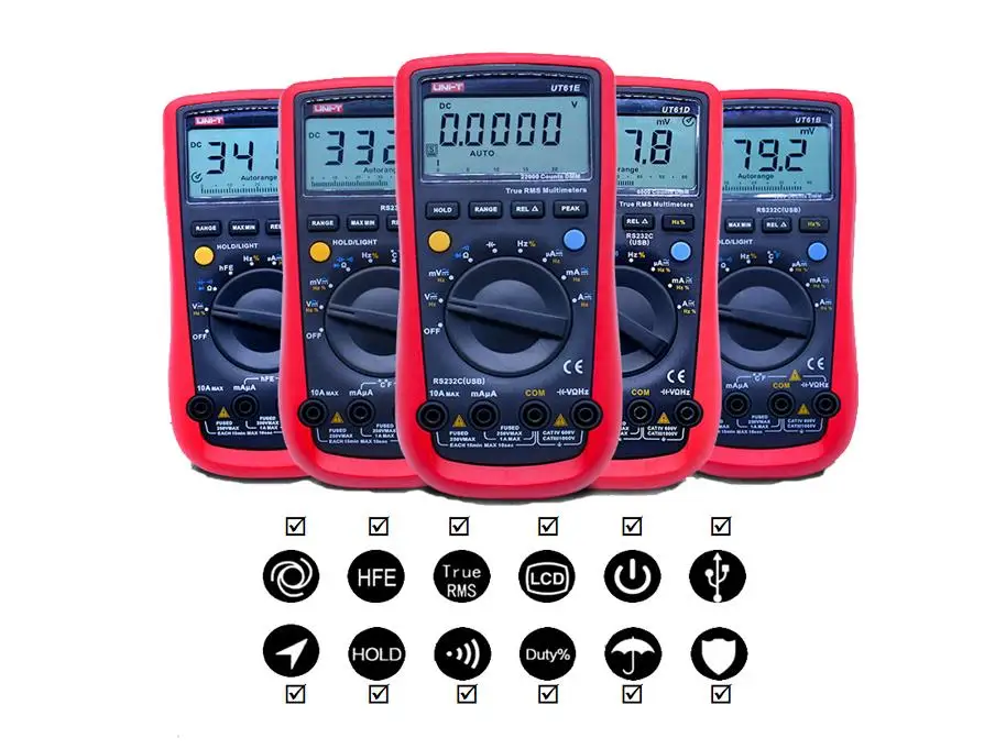 UNI-T мультиметры UT61A UT61B UT61C UT61D UT61E TRUE RMS RS232 цифровой REL AC/DC мультиметр автоматический диапазон макс/мин тестер диодов