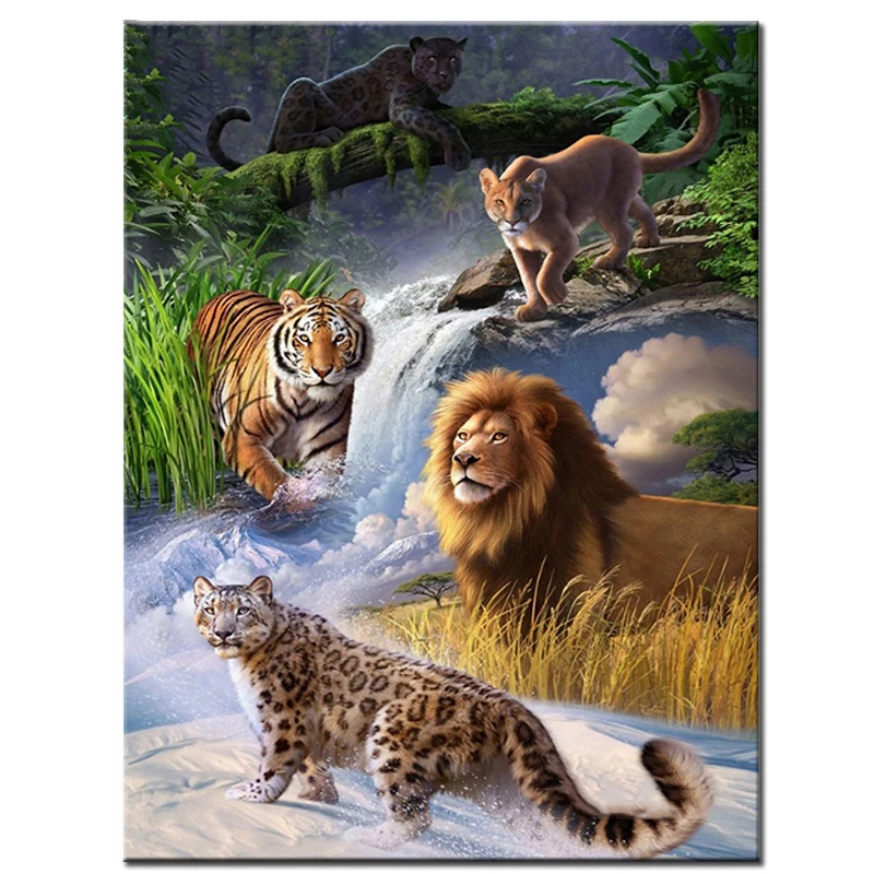 

5D Diy Daimond Painting Lion Diamond Mosaic Embroidery Tiger Full beadwork paint with Round Rhinestones Diamant Painting Animals