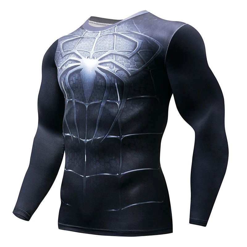 

Spiderman Supermen 3D T Shirt Gym Long Compression Shirt Men Crossfit Fitness Tops Anime Avengers tshirt camiseta rashguard MMA