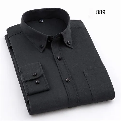 Дизайн, однотонная мужская деловая рубашка на пуговицах с воротником, рубашки с длинными рукавами, оксфорды, не железные рубашки, camisa masculina - Цвет: A889