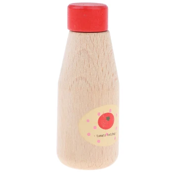 

Wooden Soild Beech Tomato Ketchup Bottle Play Food Kids Pretend Role Play Game Kitchen Condiments Cooking Toys Creative