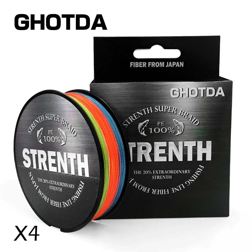 جديد GHOTDA 300 متر مولتيفيلامنت خيط صنارة الصيد 100% PE مضفر 4 خيوط صنارة صيد السمك بذبابة الصيد الصناعية أو منتقدة عيابة الصيد 12-83lb