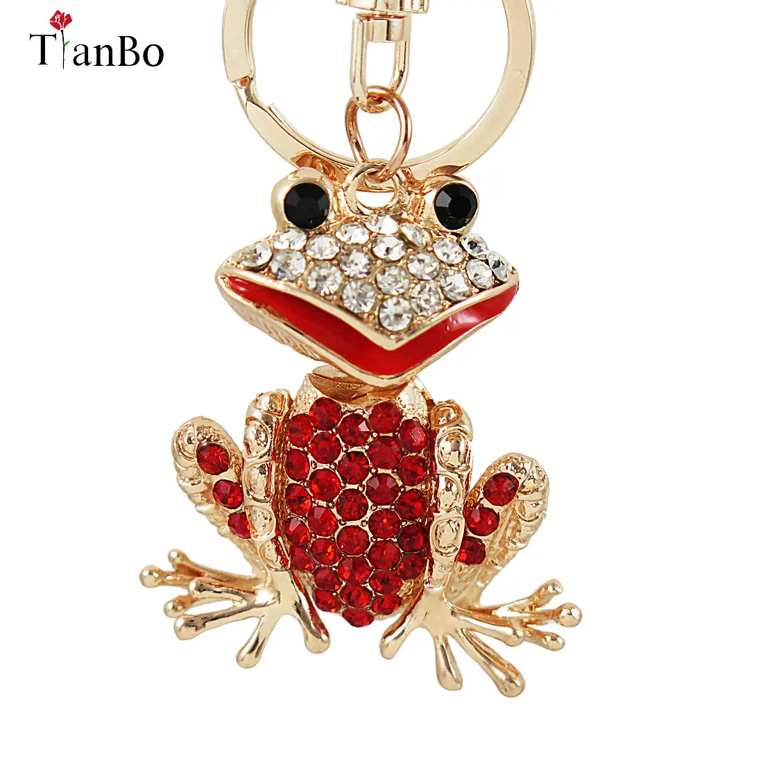 TianBo Acme Novelty Crystal Animal Frog Key Chain Red Rhinestone