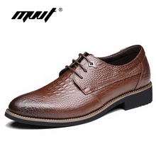 MVVT Crocodile Print Men Dress Shoes Genuine Leather Shoes Men Formal Shoes British Fashion Men Oxfords Shoes