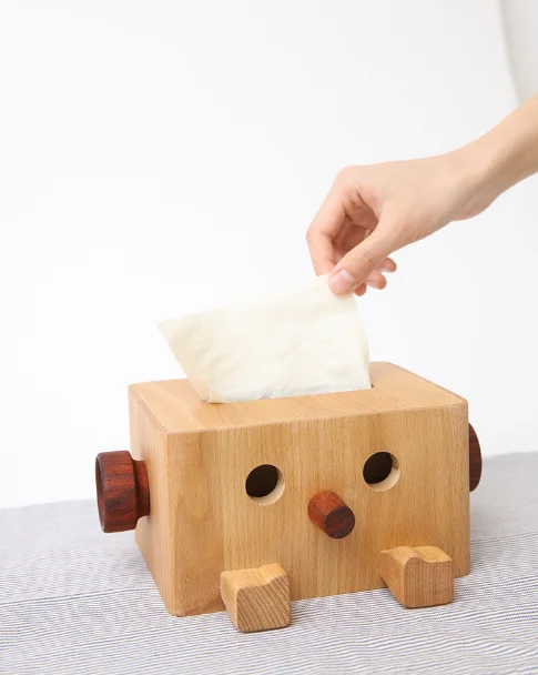 

Hot Selling Simple Solid Wood Paper Towel Storage Boxes For Office Home Decoration Cute Living Room Tea Table Paper Box LFB157