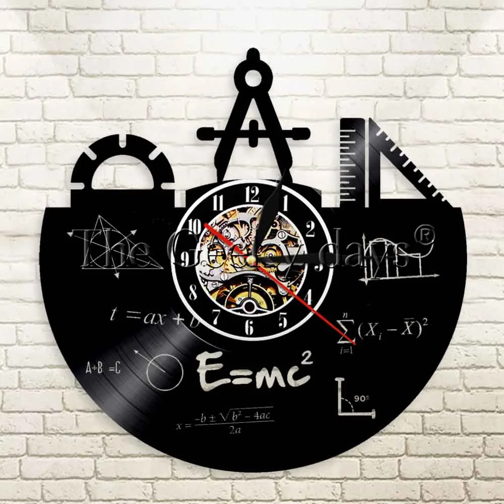 

1Piece Math Theme Vinyl Record Walll Clock Modern Wall Art Math School Education Wall Clock Engineer Decorative Gift For Student