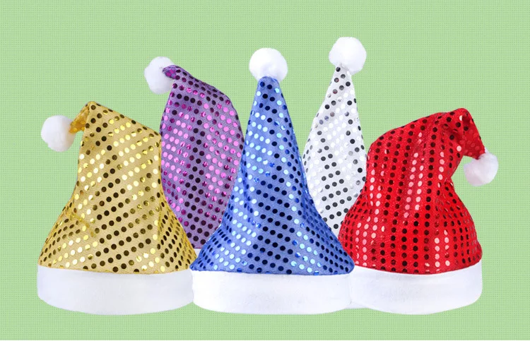 

Multi Colors Santa Claus Sequins Hats Caps Christmas Decor of Adult Children's Hats XMAS New Year's Gifts Home Party Supplies