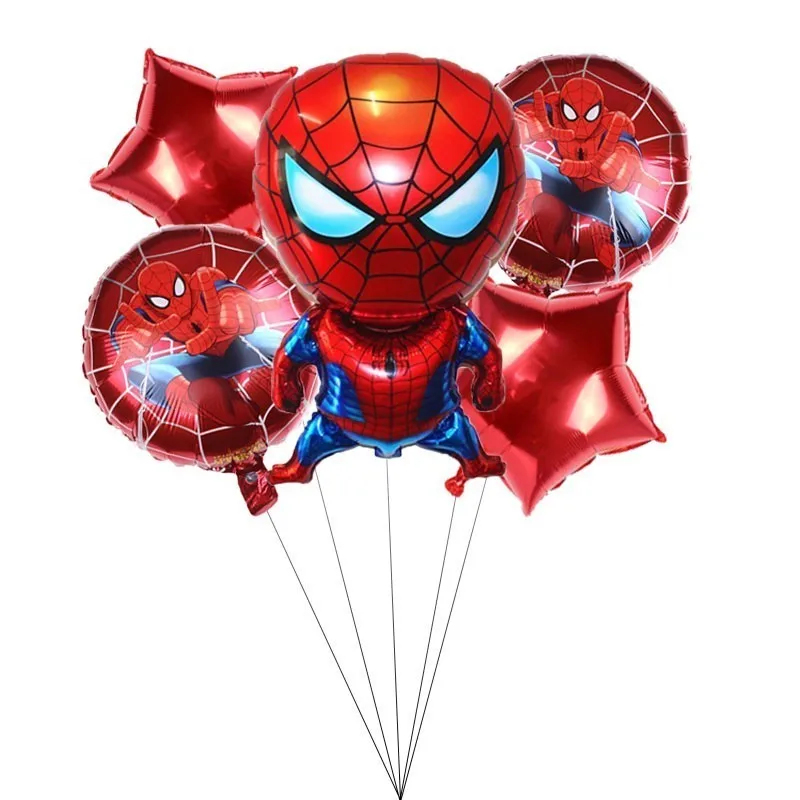 5 шт. воздушные шары Человек-паук 18 дюймов круглые и красные пять звезд шары праздничные супергерой День Рождения украшения Детские вечерние подарки