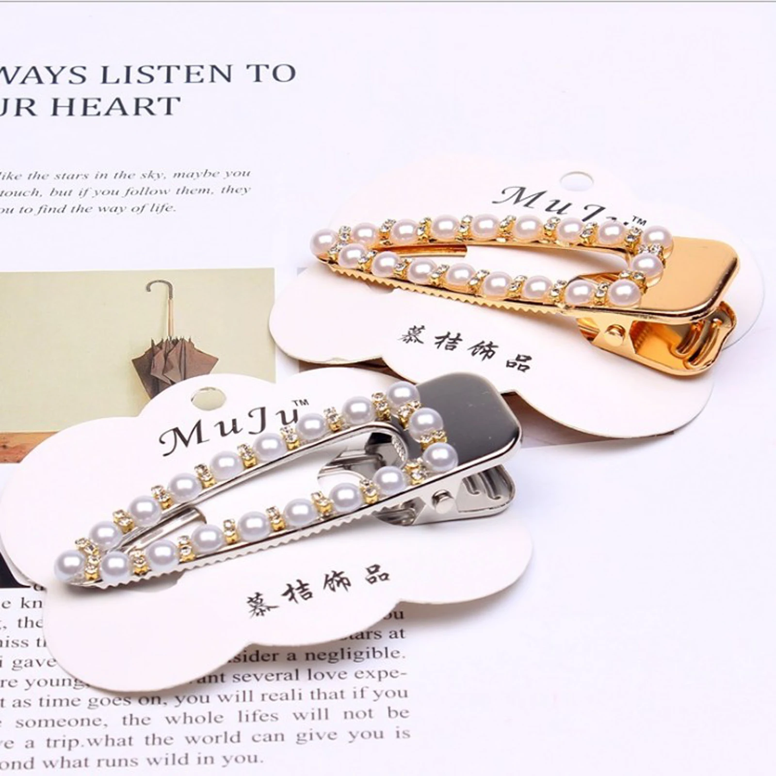 

1pcs Fashion Hair Barrettes Women Hairpins Solid Pearl Rhinestone Hair Clips High-end Handmade Hair Styling Accessories