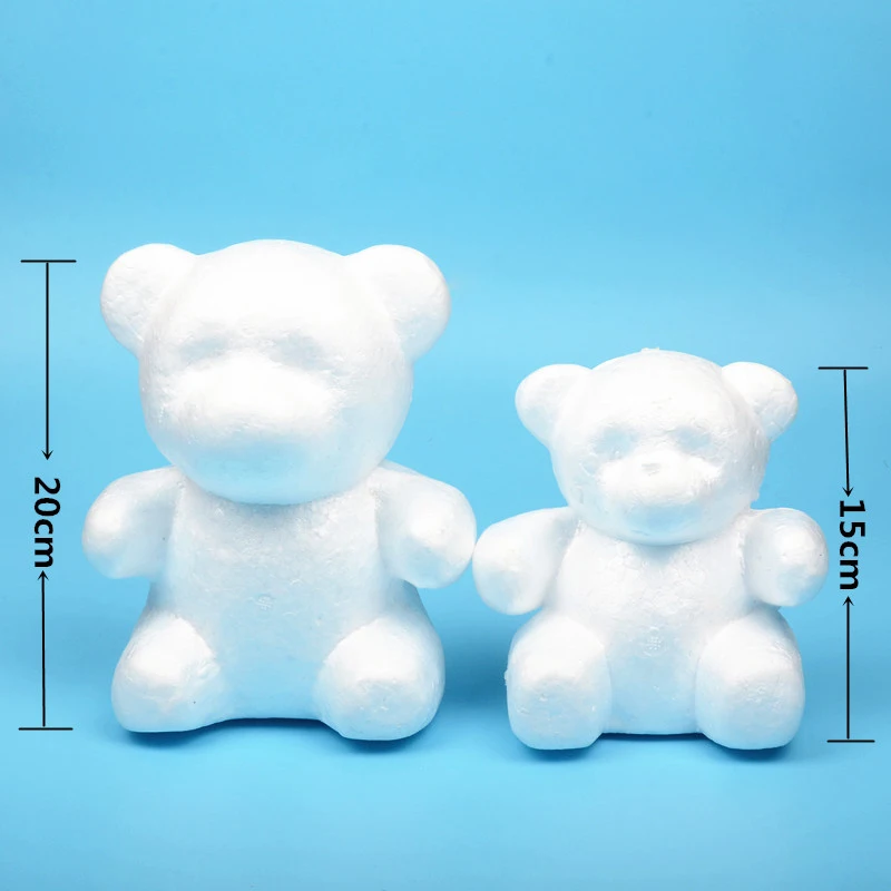 1pcs Polystyrene Styrofoam Foam Rose Bear White Craft For DIY Christmas Party Decoration Wedding New Year Valentines Day Gift