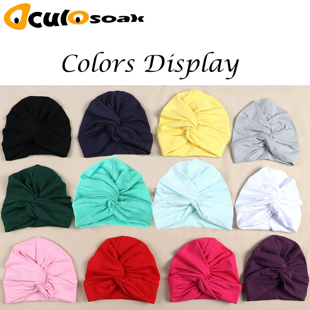 

Fashion baby hat Solid Turban a headscarf for a girl Elastic caps for Girls baby cap Bow tie baby Infant Accessories