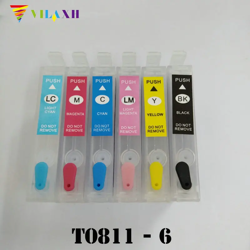 Многоразовый чернильный картридж vilaxh T0811 T0816 для Epson Stylus photo 1410 R270 R390 RX590 R290 R610 RX690 T50