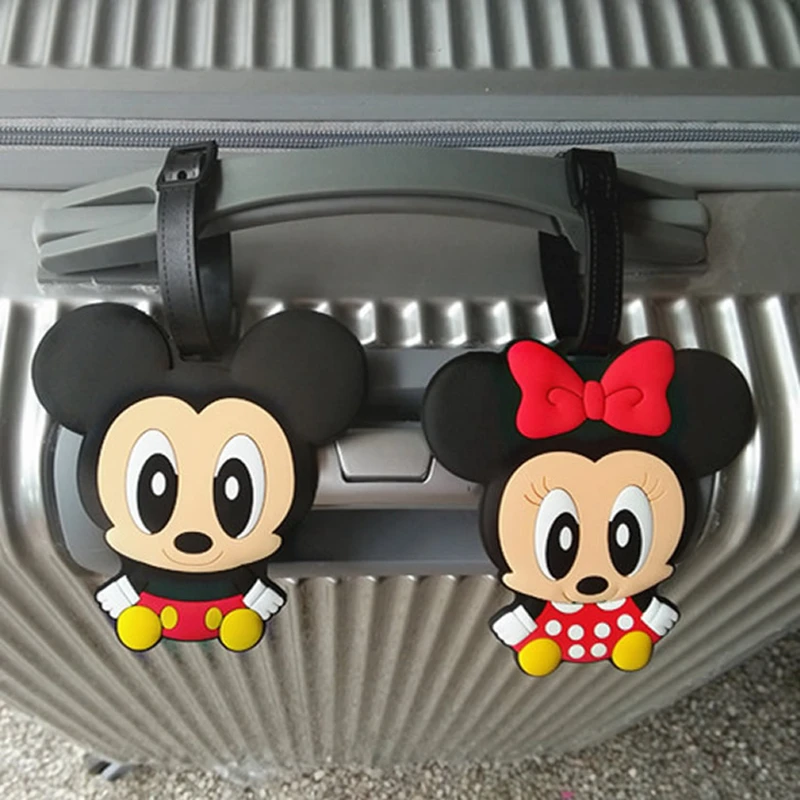 

Travel Accessories Cartoon Minnie Mickey Silica Gel Luggage Tag Women Portable Label Suitcase ID Address Holder Baggage Boarding