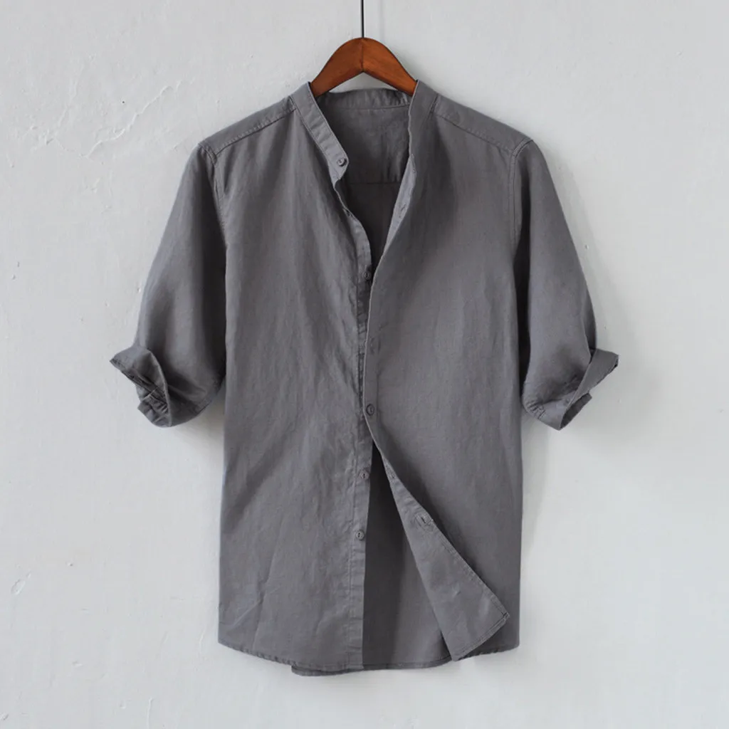 Мужская рубашка однотонная camisa hombre летняя и осенняя блузка мужские рубашки